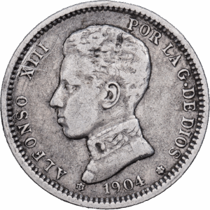 1 peseta 1904 madrid alphonse XIII argent