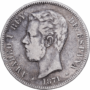 5 pesetas 1871 madrid amédée Ier argent #1715