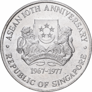 10 dollars 1977 singapore 10e anniversaire de l’asean argent #1719