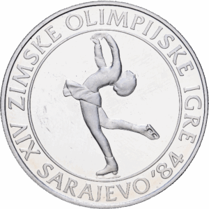 100 dinars 1983 majdanpek jeux olympiques de sarajevo argent #1732