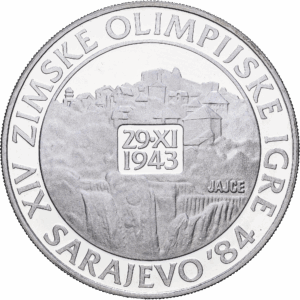 250 dinars 1984 yougoslavie jeux olympiques de sarajevo jajce argent #1734