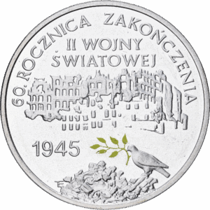 10 złotych 2005 varsovie 60e anniversaire de la fin de la seconde guerre mondiale argent #1755