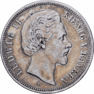 5 mark 1875 D louis II de bavière argent #1787