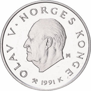 100 kroner 1991 K olav V lillehammer patinage de vitesse argent #1823