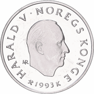 100 kroner 1993 K harald V lillehammer patinage artistique argent #1824