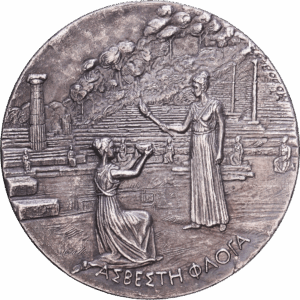 médaille flamme olympique argent #1830