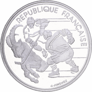 100 francs 1991 hockey sur glace JO albertville 92 argent #1862