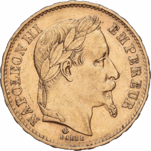 20 francs 1870 A napoléon III tête laurée or #1888