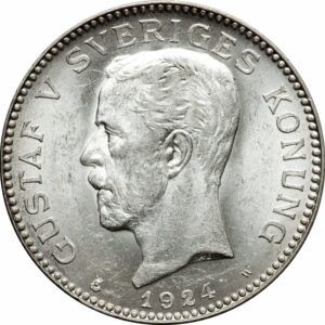 Krona 1910-1942 stockholm gustave V argent