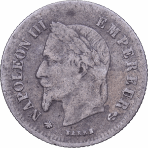20 centimes 1866 A - paris napoléon III tête laurée argent #1934