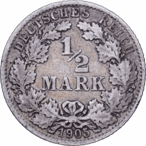 1/2 mark 1905 A guillaume II argent #1941