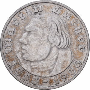 2 reichsmark 1933 D martin luther argent #1946