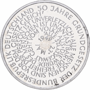 10 deutsche mark 1999 G 50 ans de la loi fondamentale allemande argent #1949