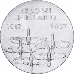 10 markkaa 1967 helsinki 50e anniversaire de l'indépendance de la finlande argent #1951
