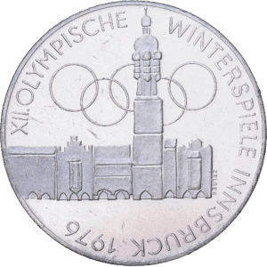 100 schilling 1975 vienne jeux olympiques d'hiver d'innsbruck vue de la ville argent #1966