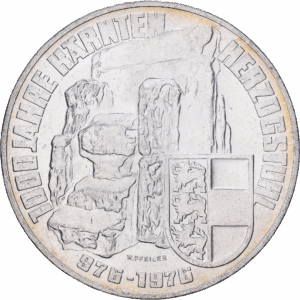 100 schilling 1976 vienne 1000 jahre kärnten herzogstuhl argent #1967