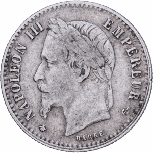 50 centimes 1867 A napoléon III tête laurée argent #1975