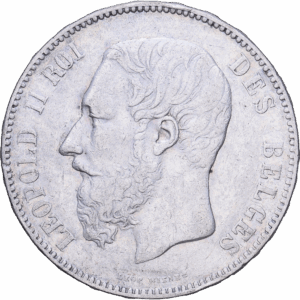 5 francs 1876 bruxelles léopold II argent #1976