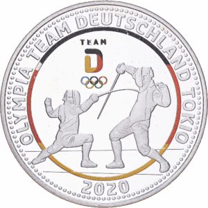 Médaille commémorative 2020 olympia team deutschland tokio escrime argent #1981