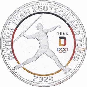 Médaille commémorative 2020 olympia team deutschland tokio lancer du javelot argent #1982