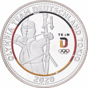 Médaille commémorative 2020 olympia team deutschland tokio tir à l'arc argent #1986