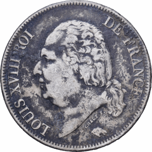 5 francs 1824 I limoges louis XVIII argent #1988