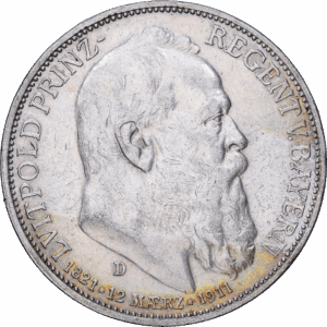 3 mark 1911 D luitpold prince-régent de bavière argent #1989