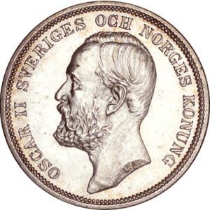 2 kronor 1890-1904 stockholm oscar II argent